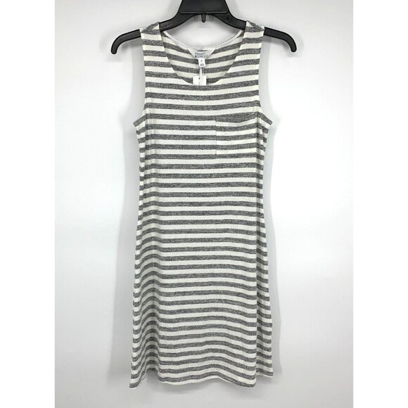 Market & Spruce Dresses & Skirts - Market & Spruce Dress Gray White Stripe Meg Knit Sleeveless Mini